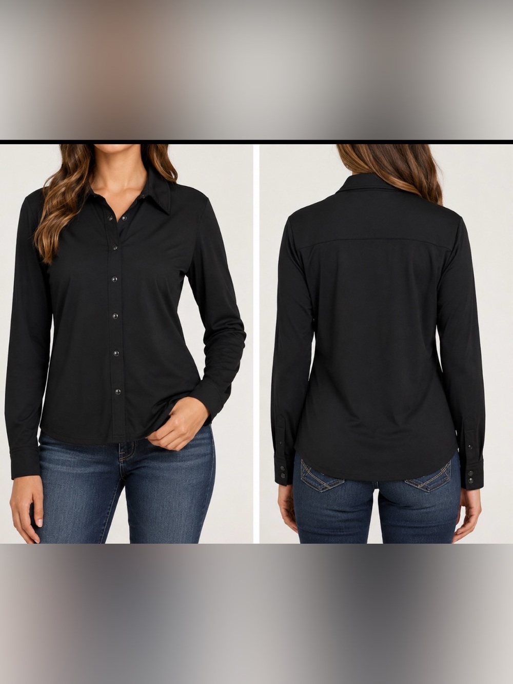 Ranch Dress’n Women’s XL Black Snap Front Western Performance Stretch Shirt.